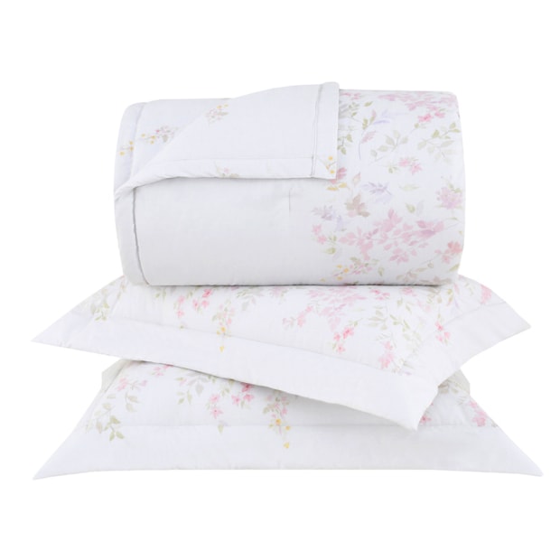 Kit Colcha Cobre-Leito Casal Buddemeyer Gran Percal Dolce Dupla Face 100% Algodão 200 Fios (3 Peças)