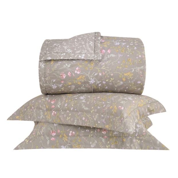 Kit Colcha Cobre-Leito Casal Buddemeyer Gran Percal Secret Garden Dupla Face 100% Algodão 200 Fios (3 Peças)