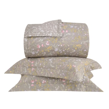 Kit Colcha Cobre-Leito Casal Buddemeyer Gran Percal Secret Garden Dupla Face 100% Algodão 200 Fios (3 Peças)