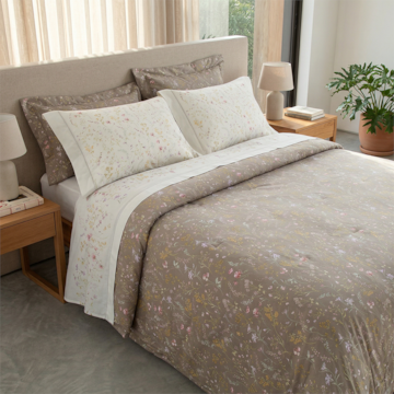 Kit Colcha Cobre-Leito Casal Buddemeyer Gran Percal Secret Garden Dupla Face 100% Algodão 200 Fios (3 Peças)