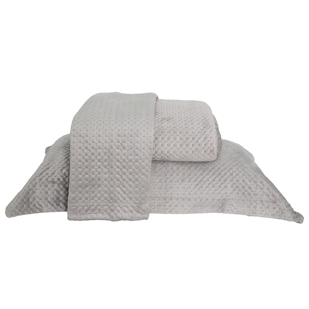 Kit Colcha Cobre-Leito Casal Estocolmo Aveludada c/ Porta Travesseiro (3 Peças)