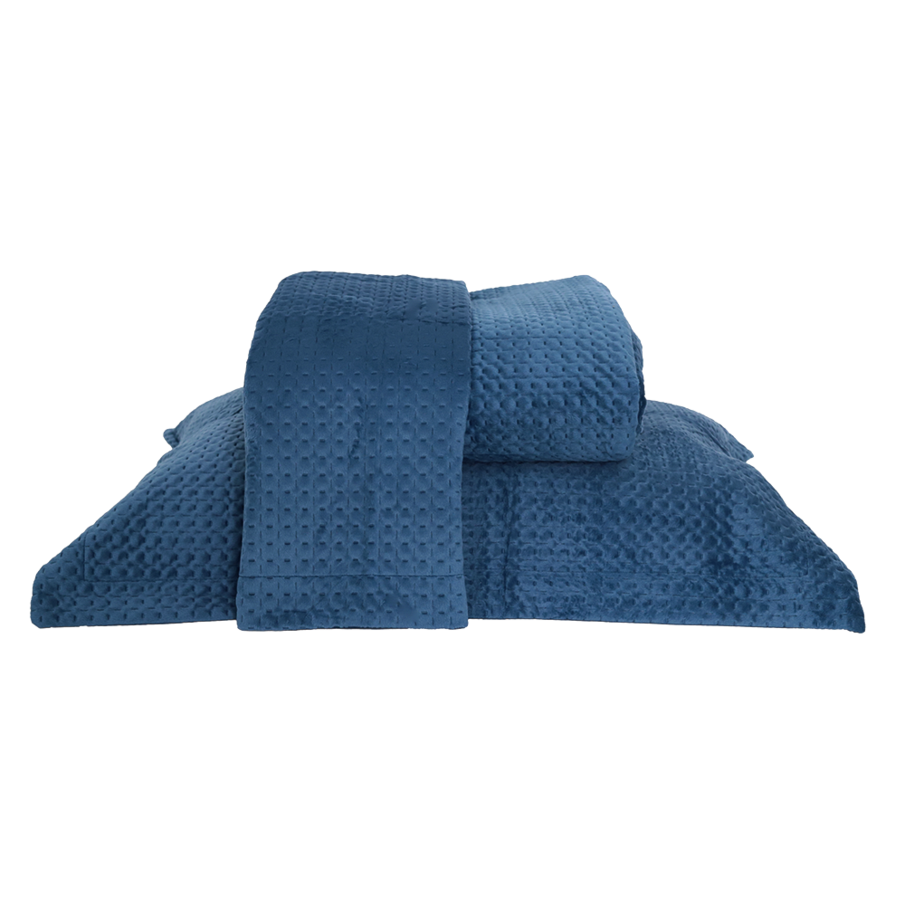 Kit Colcha Cobre-Leito Casal Estocolmo Aveludada c/ Porta Travesseiro (3 Peças)