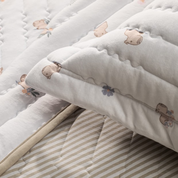 Kit Colcha Cobre-Leito Casal Infantil Altenburg Capi Dupla Face Malha Fio Penteado 100% Algodão (3 Peças)