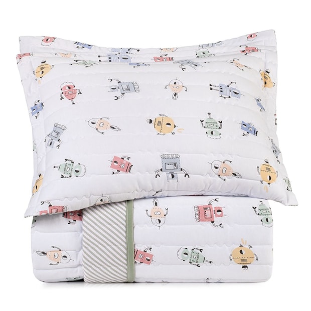 Kit Colcha Cobre-Leito Casal Infantil Altenburg Cyberfofos Dupla Face Malha Fio Penteado 100% Algodão (3 Peças)