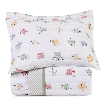 Kit Colcha Cobre-Leito Casal Infantil Altenburg Cyberfofos Dupla Face Malha Fio Penteado 100% Algodão (3 Peças)