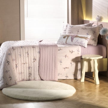Kit Colcha Cobre-Leito Casal Infantil Altenburg Doce Plié Dupla Face Malha Fio Penteado 100% Algodão (3 Peças)