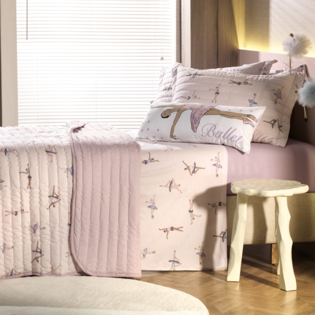 Kit Colcha Cobre-Leito Casal Infantil Altenburg Doce Plié Dupla Face Malha Fio Penteado 100% Algodão (3 Peças)