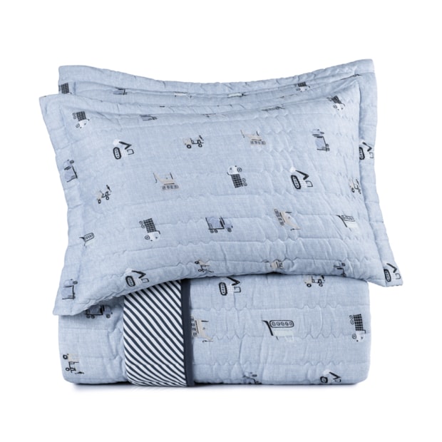 Kit Colcha Cobre-Leito Casal Infantil Altenburg Mini Obra Dupla Face Malha Fio Penteado 100% Algodão (3 Peças)