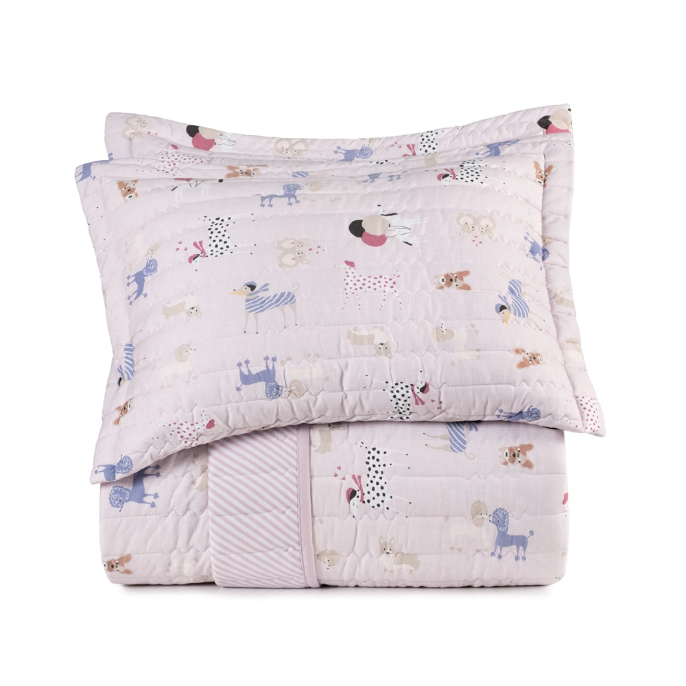 Kit Colcha Cobre-Leito Casal Infantil Altenburg Pet Chic Dupla Face Malha Fio Penteado 100% Algodão (3 Peças)