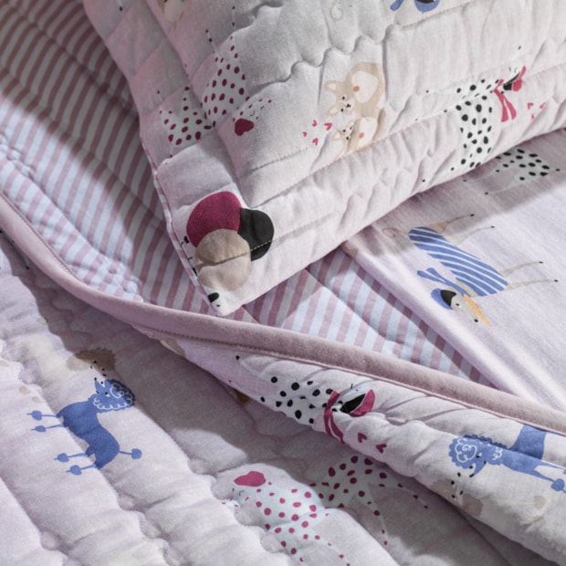 Kit Colcha Cobre-Leito Casal Infantil Altenburg Pet Chic Dupla Face Malha Fio Penteado 100% Algodão (3 Peças)
