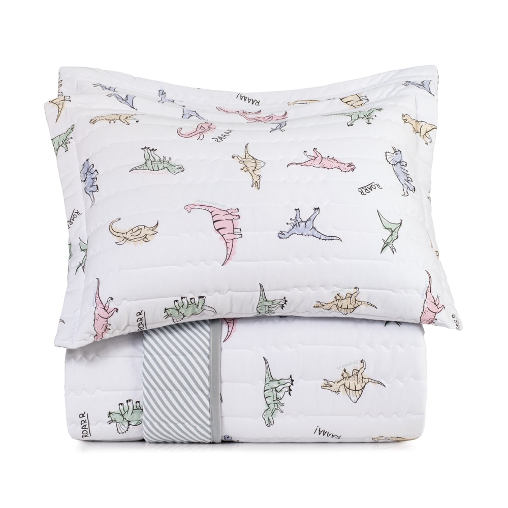 Kit Colcha Cobre-Leito Casal Infantil Altenburg Rugidino Dupla Face Malha Fio Penteado 100% Algodão (3 Peças)