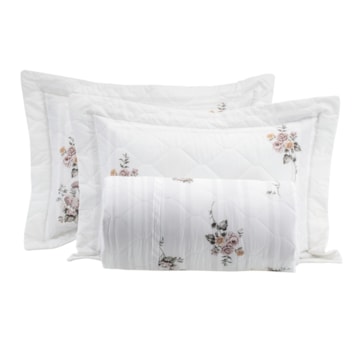 Kit Colcha Cobre-Leito Casal Kacyumara Casa K Vida Bela Verene Dupla Face 100% Algodão Egípcio Percal 200 Fios (3 Peças)