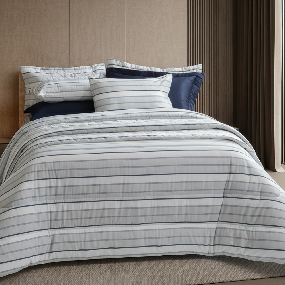 Kit Colcha / Cobre Leito Casal Kacyumara New Innovi Livery 100% Algodão Percal 180 Fios (3 Peças)