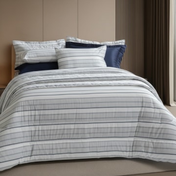 Kit Colcha / Cobre Leito Casal Kacyumara New Innovi Livery 100% Algodão Percal 180 Fios (3 Peças)