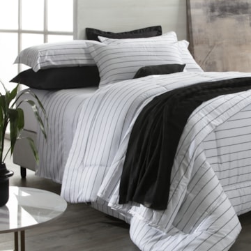 Kit Colcha Cobre Leito Casal Kacyumara Satinée Triest Dupla Face 100% Algodão Egípcio Percal 300 Fios (3 Peças)