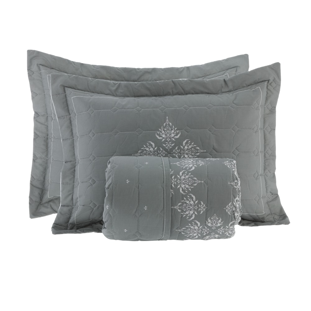 Kit Colcha Cobre-Leito Casal Kacyumara Vida Bela Bryce Dupla Face 100% Algodão Egípcio Percal 200 Fios (3 Peças)