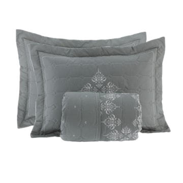 Kit Colcha Cobre-Leito Casal Kacyumara Vida Bela Bryce Dupla Face 100% Algodão Egípcio Percal 200 Fios (3 Peças)