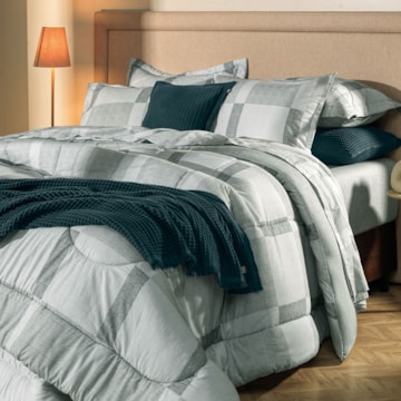 Kit Colcha Cobre-Leito Casal Karsten Adam Dupla Face 100% Algodão 160 Fios c/ Porta Travesseiro (3 Peças)