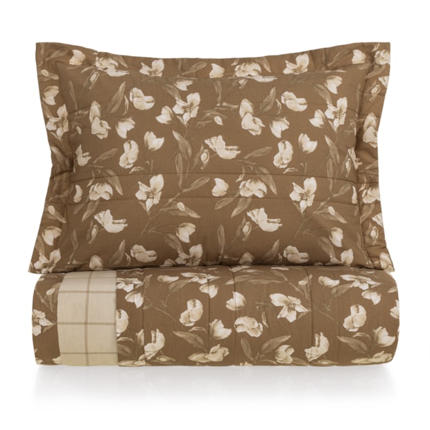 Kit Colcha Cobre-Leito Casal Karsten Anabel Dupla Face 100% Algodão Percal 200 Fios c/ Porta Travesseiro (3 Peças)