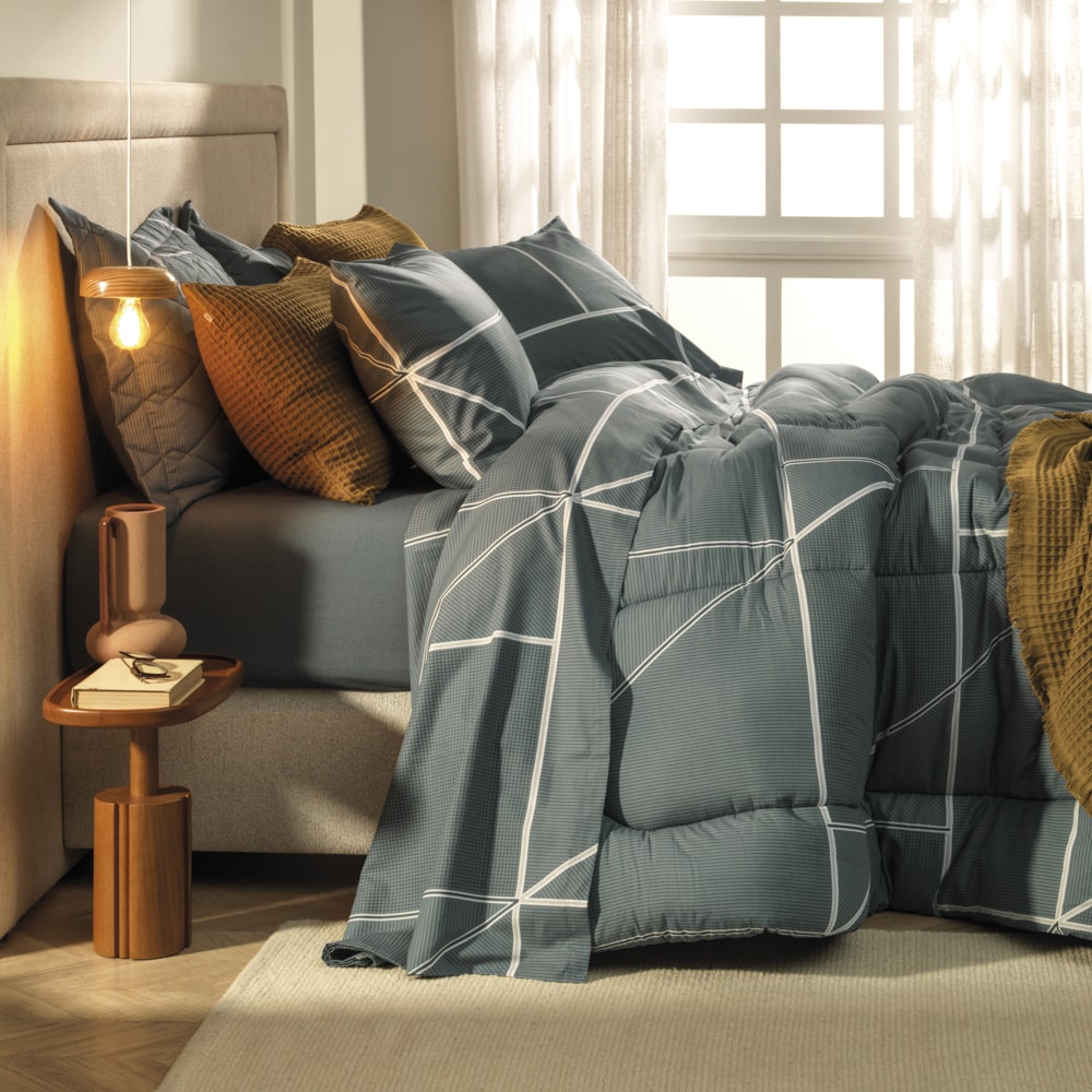 Kit Colcha Cobre-Leito Casal Karsten Arthur Dupla Face 100% Algodão 160 Fios c/ Porta Travesseiro (3 Peças)