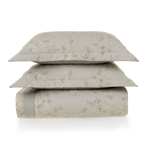 Kit Colcha Cobre-Leito Casal Karsten Dandara Dupla Face 100% Algodão Percal 200 Fios c/ Porta Travesseiro (3 Peças)