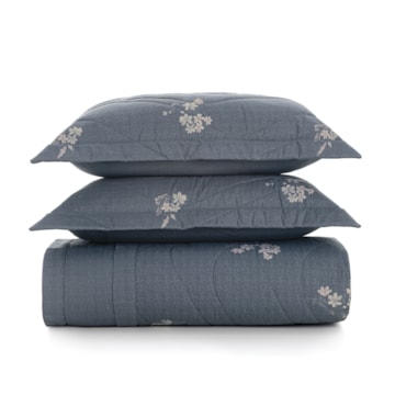 Kit Colcha Cobre-Leito Casal Karsten Helen Dupla Face 100% Algodão Percal 200 Fios c/ Porta Travesseiro (3 Peças)