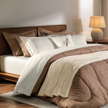 Kit Colcha Cobre-Leito Casal Karsten Mallu Dupla Face 100% Algodão Percal 200 Fios C/ Porta Travesseiro (3 Peças)