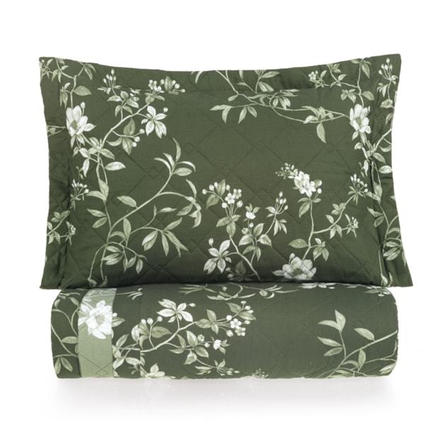 Kit Colcha Cobre-Leito Casal Karsten Marcella Dupla Face 100% Algodão 160 Fios c/ Porta Travesseiro (3 Peças)