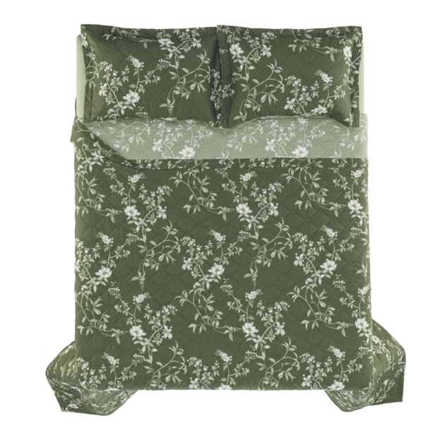 Kit Colcha Cobre-Leito Casal Karsten Marcella Dupla Face 100% Algodão 160 Fios c/ Porta Travesseiro (3 Peças)