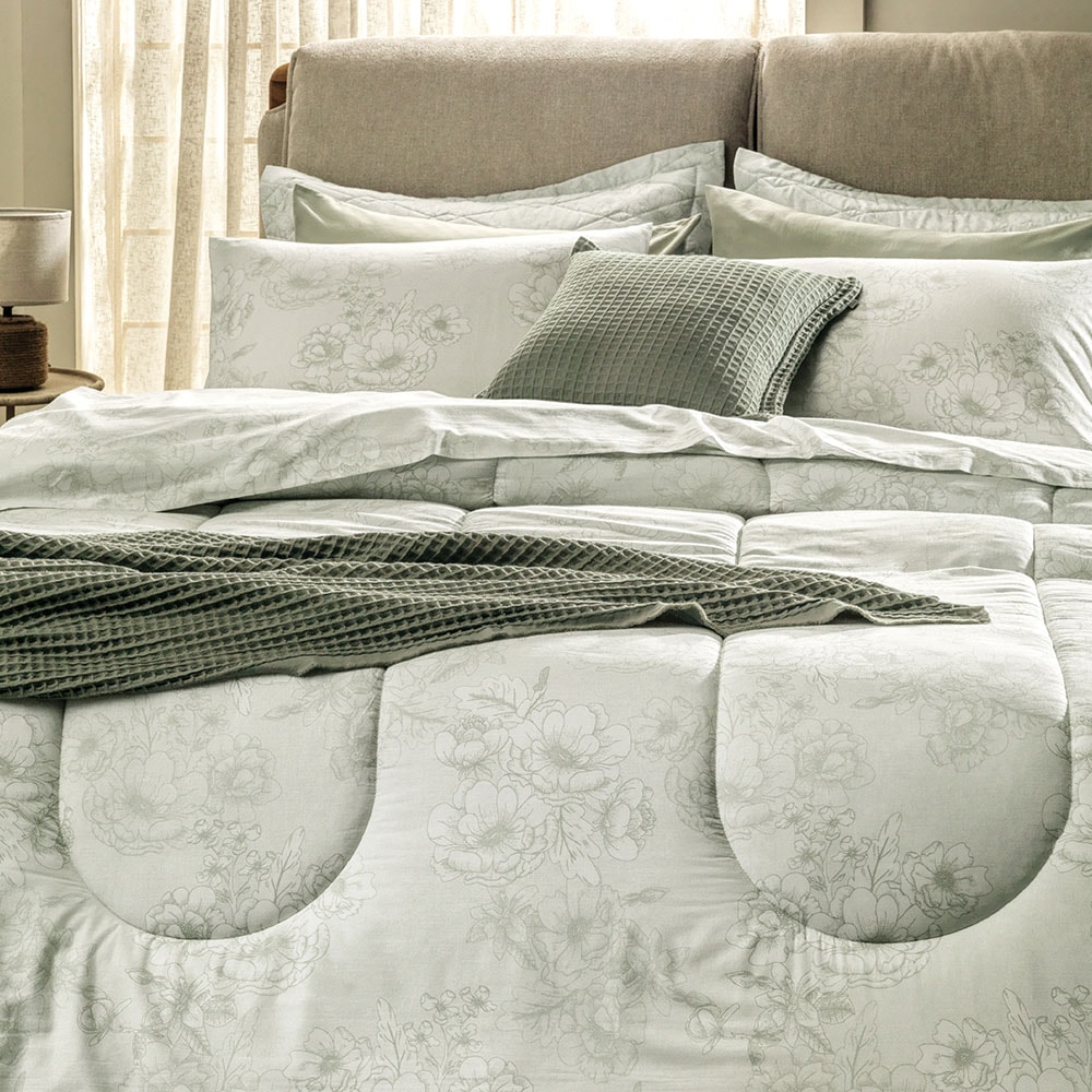 Kit Colcha Cobre-Leito Casal Karsten Rebeca Dupla Face 100% Algodão 160 Fios c/ Porta Travesseiro (3 Peças)