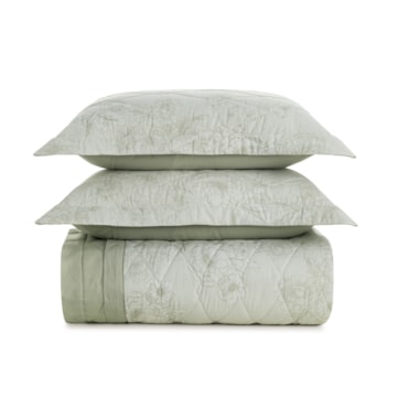 Kit Colcha Cobre-Leito Casal Karsten Rebeca Dupla Face 100% Algodão 160 Fios c/ Porta Travesseiro (3 Peças)