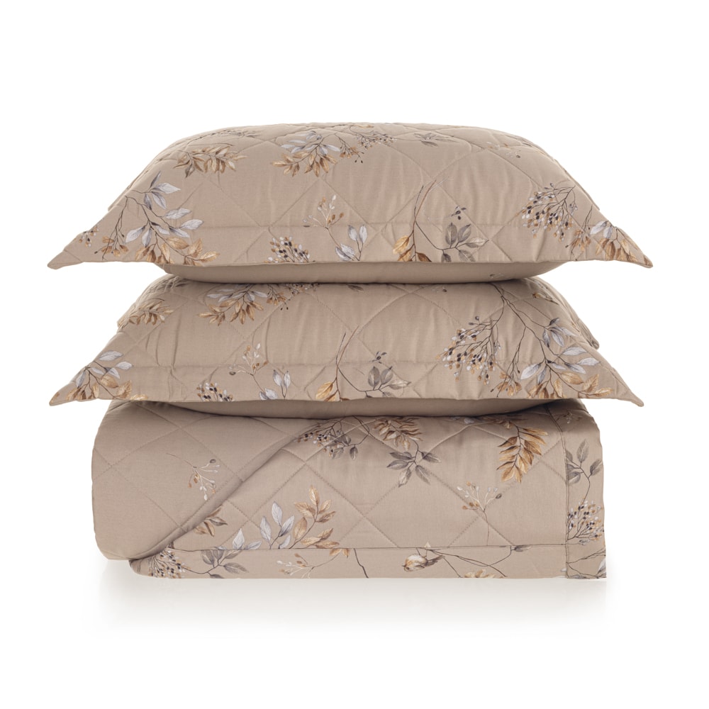 Kit Colcha Cobre-Leito Casal Trussardi Aloro 100% Algodão Cetim 200 Fios (3 Peças)