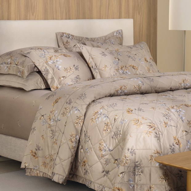 Kit Colcha Cobre-Leito Casal Trussardi Aloro 100% Algodão Cetim 200 Fios (3 Peças)