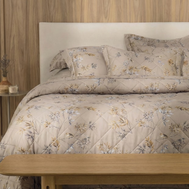 Kit Colcha Cobre-Leito Casal Trussardi Aloro 100% Algodão Cetim 200 Fios (3 Peças)