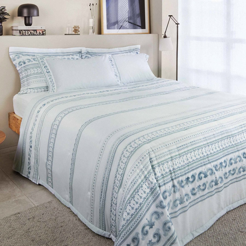 Kit Colcha Cobre Leito King Size Buddemeyer Bud Vision Mykonos 100% Algodão Fio Penteado Cetim 270 F