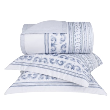 Kit Colcha Cobre Leito King Size Buddemeyer Bud Vision Mykonos 100% Algodão Fio Penteado Cetim 270 F