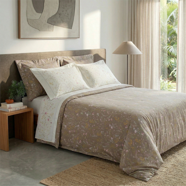 Kit Colcha Cobre-Leito King Size Buddemeyer Gran Percal Secret Garden Dupla Face 100% Algodão 200 Fios (3 Peças)