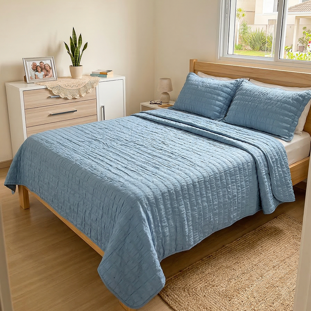 Kit Colcha Cobre-Leito King Size Dohler Doris Efeito Anarruga c/ Porta Travesseiro (3 Peças)