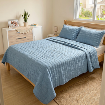 Kit Colcha Cobre-Leito King Size Dohler Doris Efeito Anarruga c/ Porta Travesseiro (3 Peças)