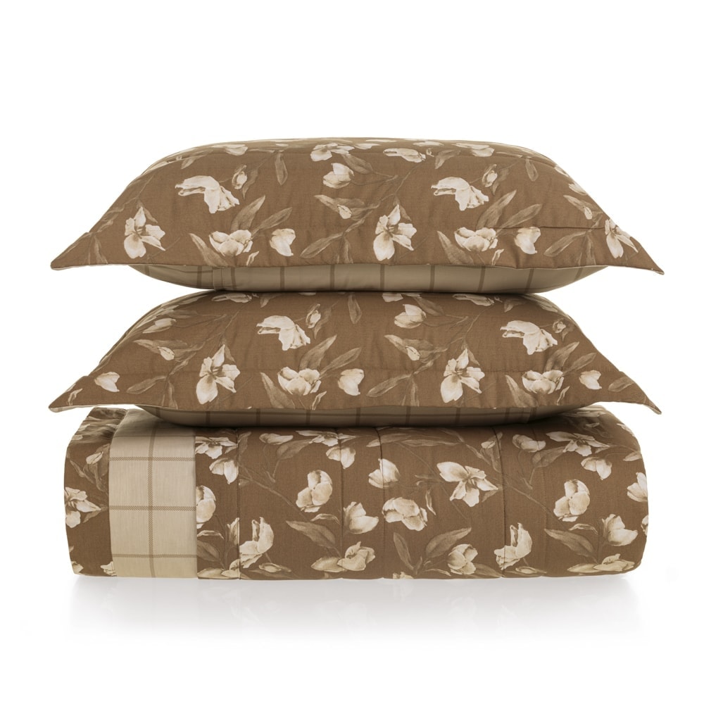 Kit Colcha Cobre-Leito King Size Karsten Anabel Dupla Face 100% Algodão Percal 200 Fios c/ Porta Travesseiro (3 Peças)