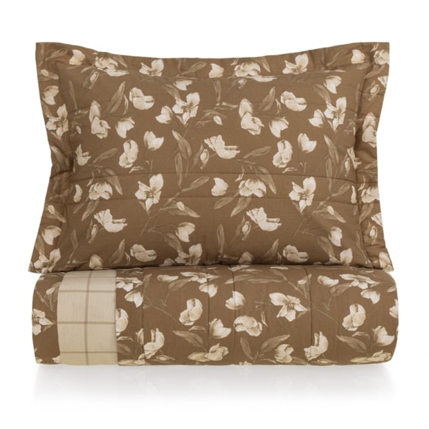 Kit Colcha Cobre-Leito King Size Karsten Anabel Dupla Face 100% Algodão Percal 200 Fios c/ Porta Travesseiro (3 Peças)