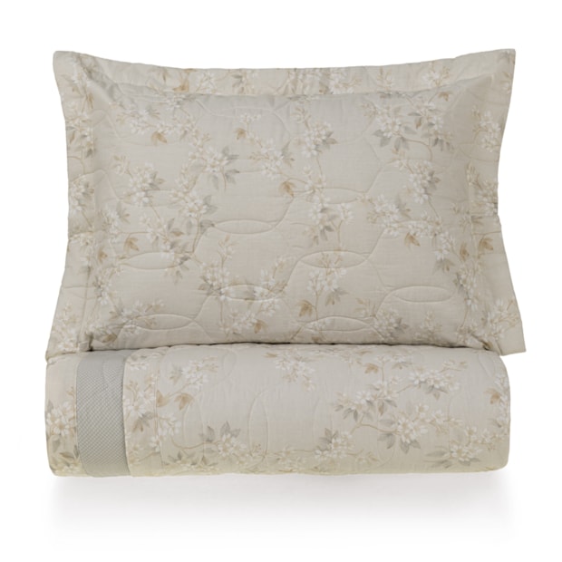 Kit Colcha Cobre-Leito King Size Karsten Dandara Dupla Face 100% Algodão Percal 200 Fios c/ Porta Travesseiro (3 Peças)