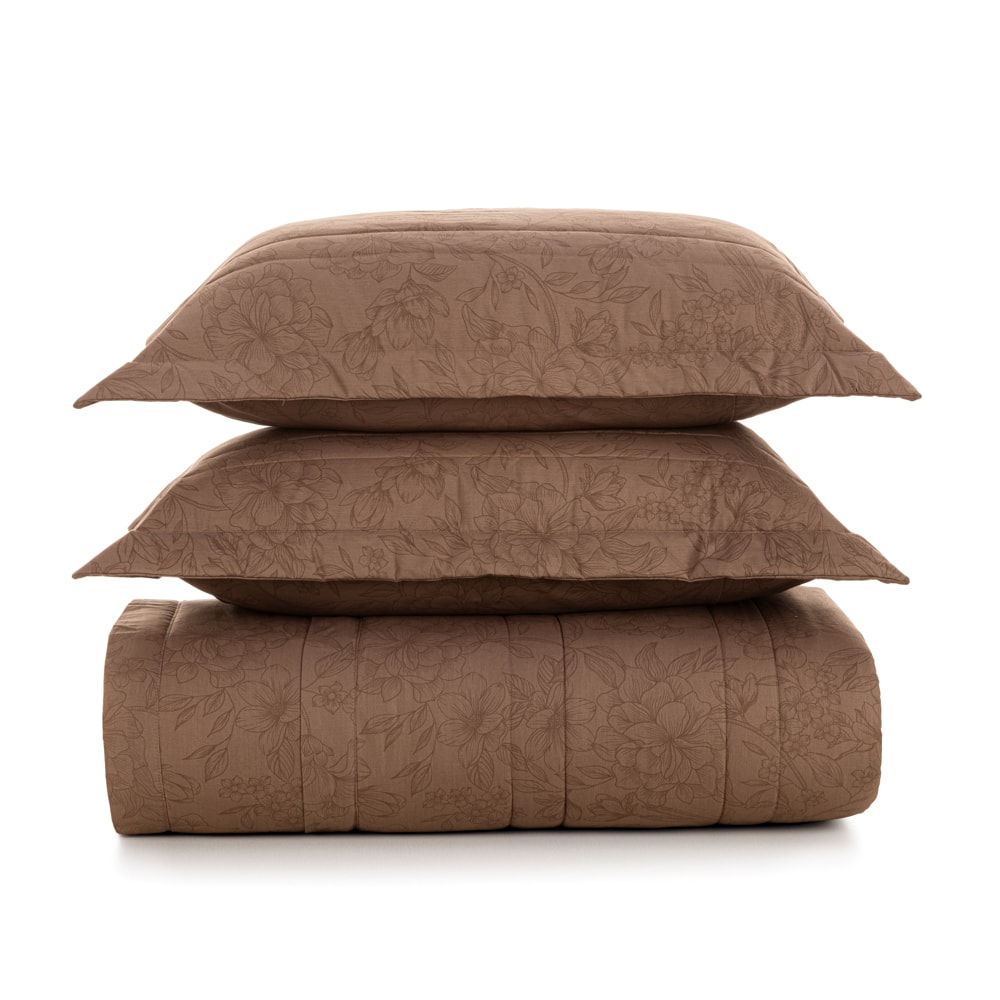 Kit Colcha Cobre-Leito King Size Karsten Mallu Dupla Face 100% Algodão Percal 200 Fios C/ Porta Travesseiro (3 Peças)