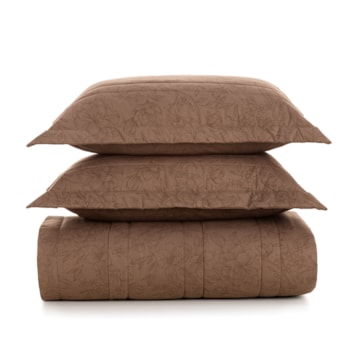 Kit Colcha Cobre-Leito King Size Karsten Mallu Dupla Face 100% Algodão Percal 200 Fios C/ Porta Travesseiro (3 Peças)