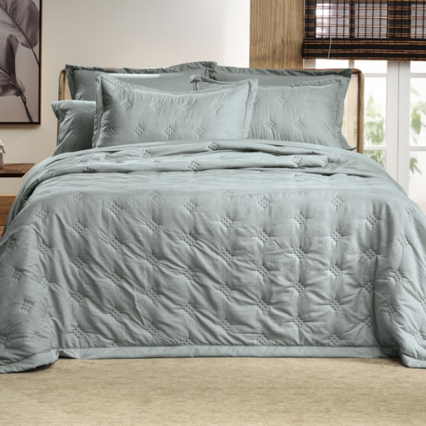 Kit Colcha Cobre-Leito Queen Altenburg Loop Toque Acetinado (3 Peças)