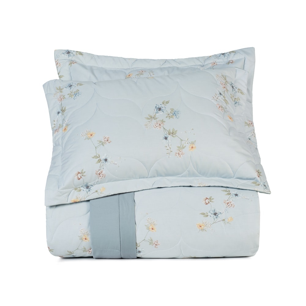 Kit Colcha Cobre-Leito Queen Altenburg Lux Peônia Dupla Face 100% Algodão Percal 200 Fios (3 Peças)