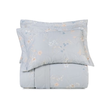 Kit Colcha Cobre-Leito Queen Altenburg Sublime Flor de Lírio Dupla Face 100% Algodão Cetim 300 Fios (3 Peças)