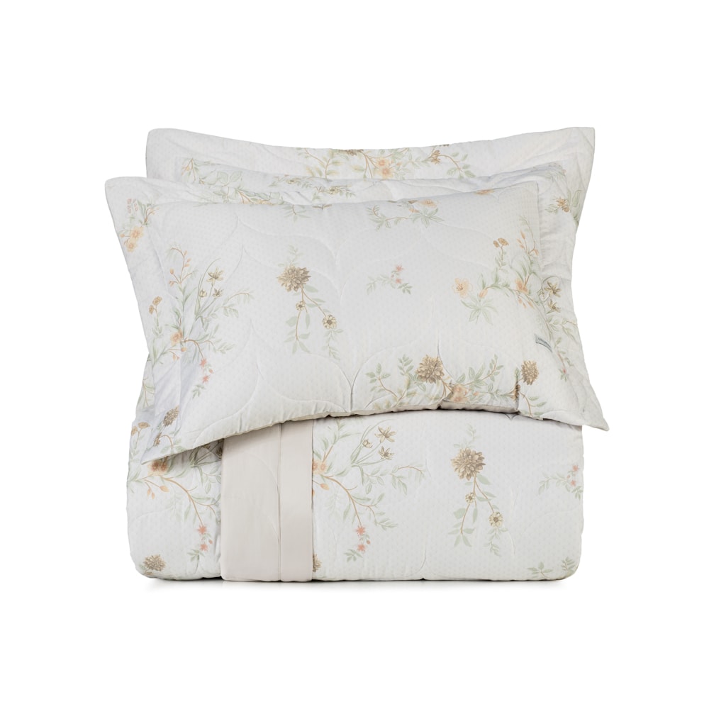 Kit Colcha Cobre-Leito Queen Altenburg Sublime Floraline Dupla Face 100% Algodão Cetim 300 Fios (3 Peças)