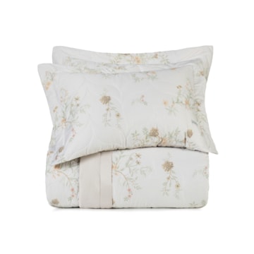 Kit Colcha Cobre-Leito Queen Altenburg Sublime Floraline Dupla Face 100% Algodão Cetim 300 Fios (3 Peças)