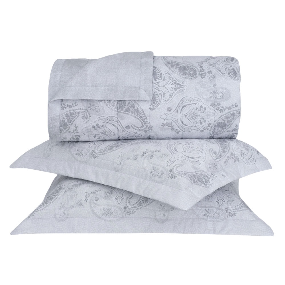 Kit Colcha Cobre Leito Queen Buddemeyer Percalle Mahara 100% Algodão Fio Penteado c/ Porta Travesseiros (3 Peças)